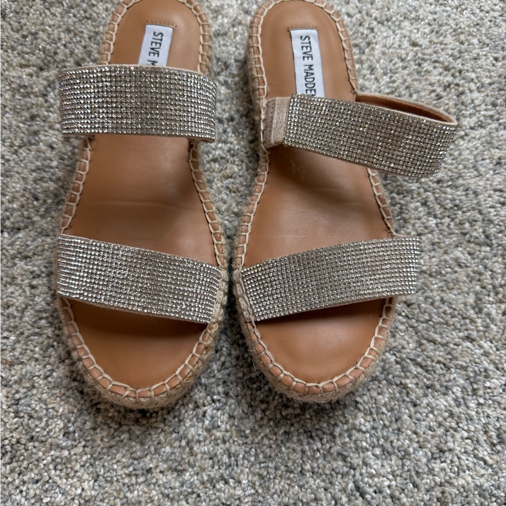 Steve Madden Celeste Rhinestone Espadrille Slides Size 6